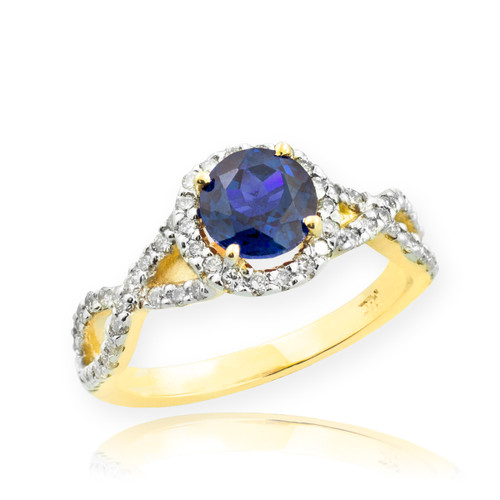 Gold Sapphire Birthstone Infinity Ring with Diamonds