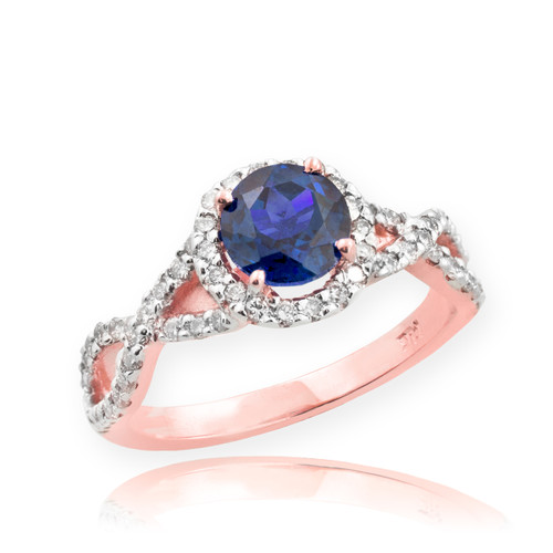 Rose Gold Sapphire Birthstone Infinity Ring with Diamonds