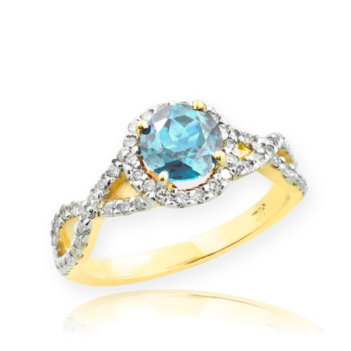 Gold Aquamarine Birthstone Infinity Ring with Diamonds