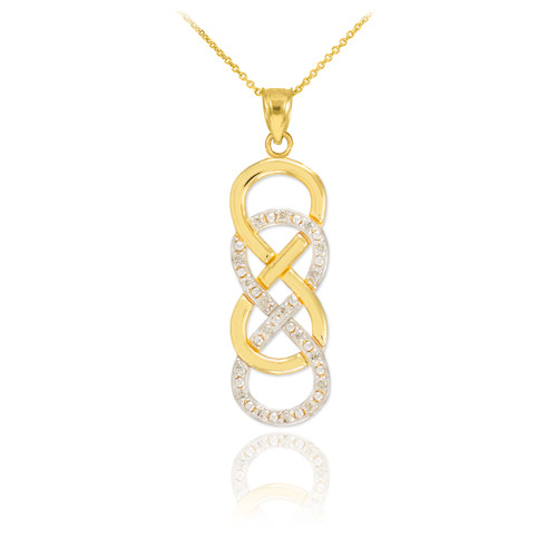 14k Gold Vertical Double Infinity Necklace with Diamonds