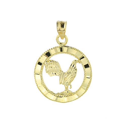 Gold Rooster Charm Pendant