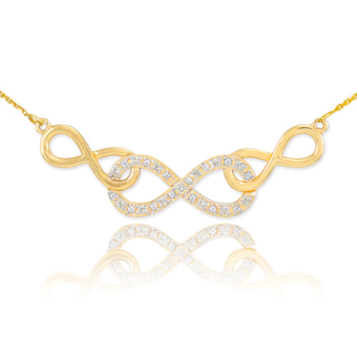 14k Gold Triple Infinity Necklace with Diamonds