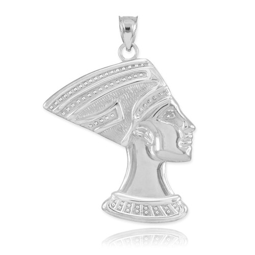 White Gold Queen Nefertiti Pendant Necklace