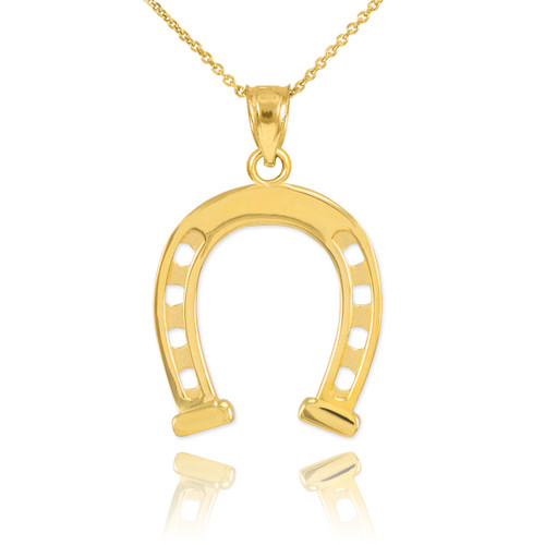Gold Horseshoe Pendant Necklace