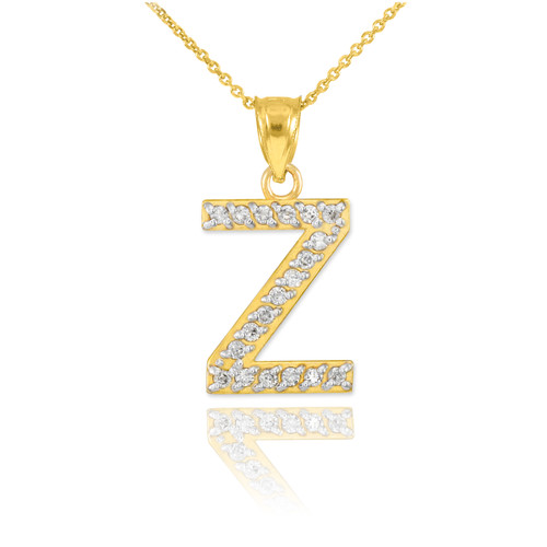 Gold Letter "Z" Diamond Initial Pendant Necklace