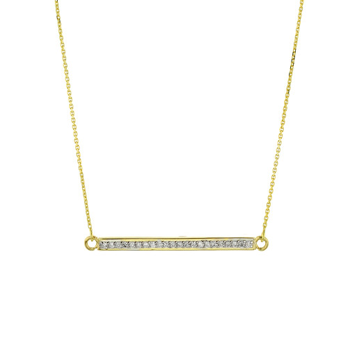 14k Gold Diamond Bar Necklace