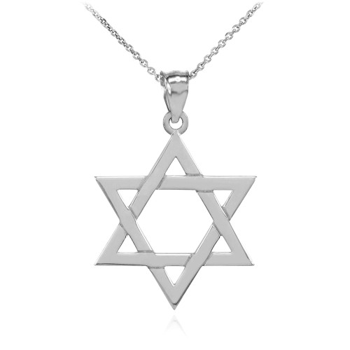 Sterling Silver Jewish Star of David Charm Pendant Necklace
