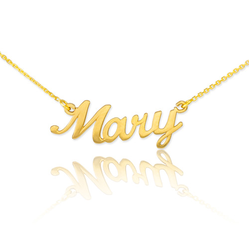 14k Solid Gold Name Script Necklace "Mary"