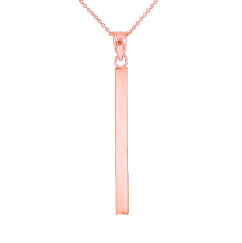 Solid Rose Gold Vertical Bar Pendant Necklace