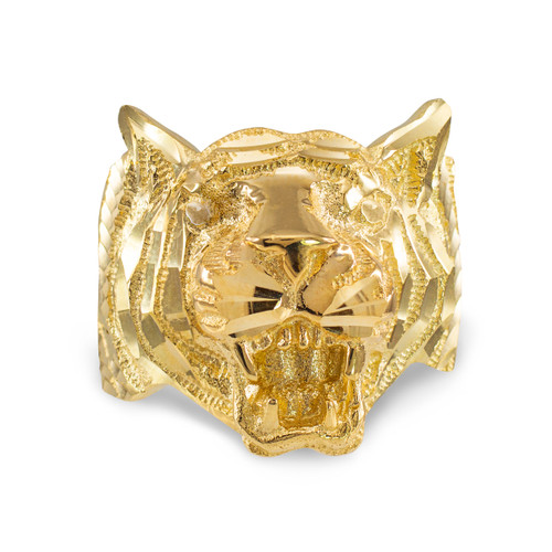 Gold Diamond Cut Tiger Ring