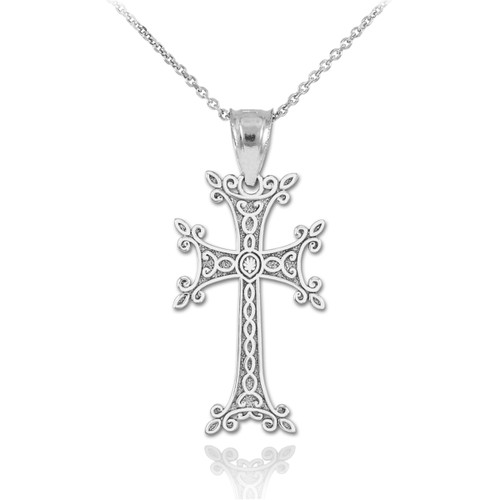Sterling Silver Armenian Cross Pendant Necklace