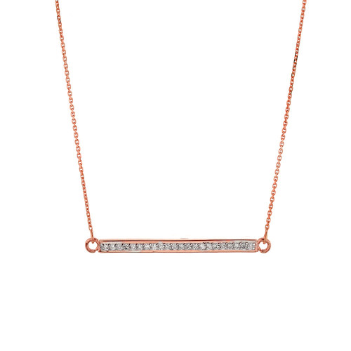 14k Rose Gold Diamond Bar Necklace