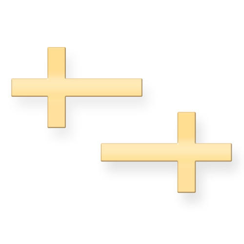 Gold Sideways Cross Post Earrings