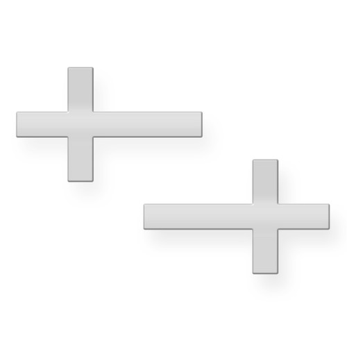 White Gold Sideways Cross Post Earrings