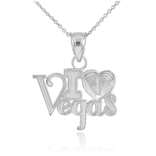 White Gold "I Love Vegas" Pendant Necklace