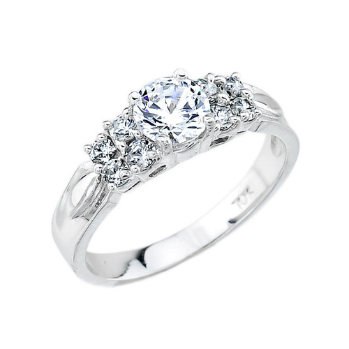 Sterling Silver Classic Round C.Z. Engagement Ring