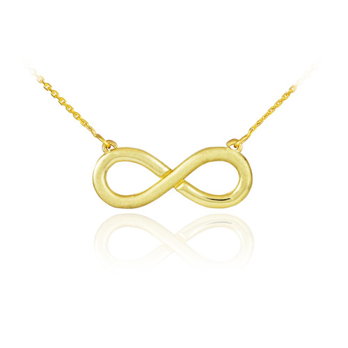 14K Half Satin Solid Gold Infinity Necklace