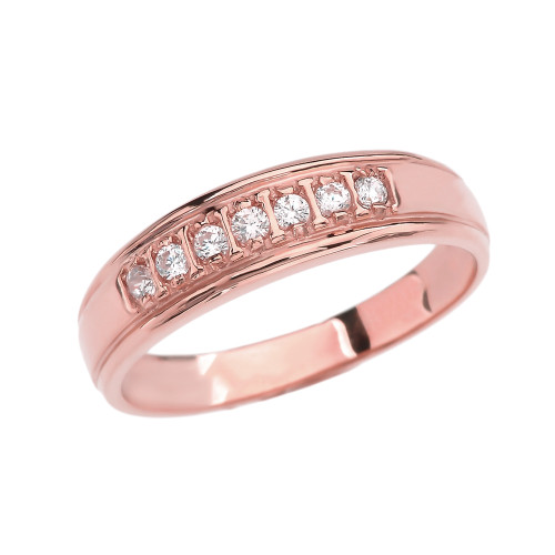 Diamond Wedding Band For Men in Rose Gold