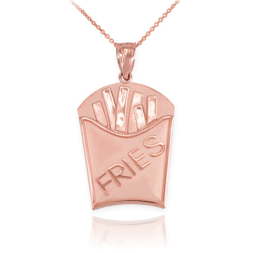 Rose Gold French Fries Pendant Necklace
