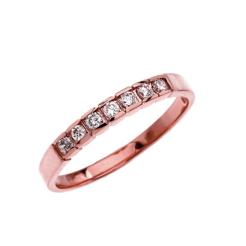 Elegant Channel Set Diamond Rose Gold Wedding Band