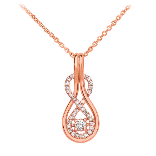 14k Diamond Infinity Rose Gold Pendant Necklace