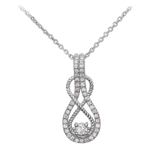 14k Rope Infinity Diamond White Gold Pendant Necklace