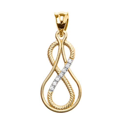 Infinity Diamond Yellow Gold Rope Pendant Necklace