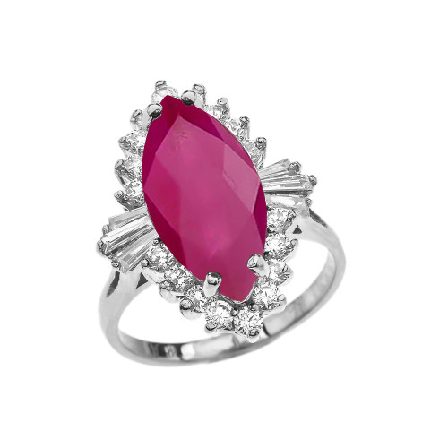 4 Ct (LCR) Ruby July Birthstone Ballerina White Gold Proposal Ring