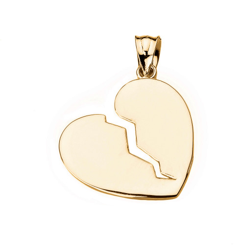 Yellow Gold Broken Heart Pendant Necklace