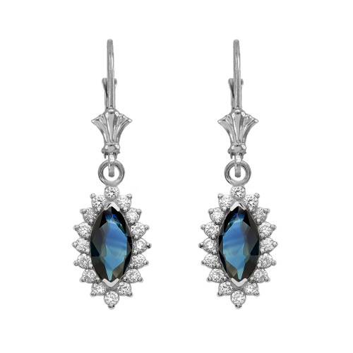 Diamond And Sapphire White Gold Dangling Earrings