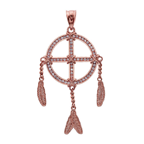 Rose Gold And Diamond Dream Catcher Pendant Necklace