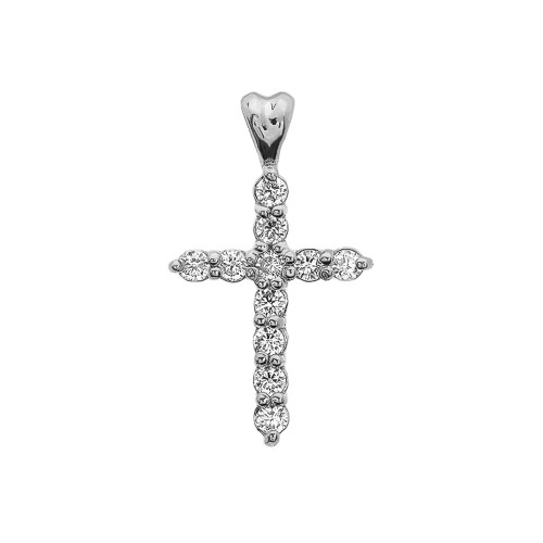 0.5 Carat Diamond Cross Elegant White Gold Pendant Necklace