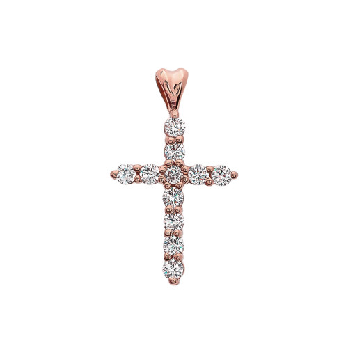 Diamond Cross Rose Gold Pendant Necklace