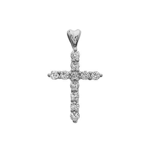 Diamond Cross White Gold Pendant Necklace