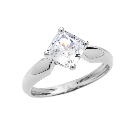 2.5 Carat Engagement and Proposal CZ Solitaire White Gold Ring