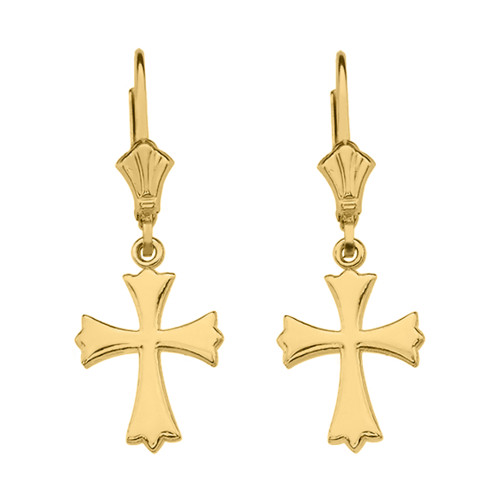 14K Yellow Gold Roman Catholic Earrings