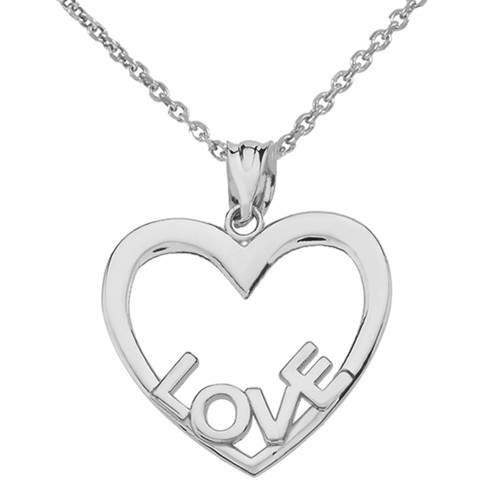 White Gold Love Heart Pendant Necklace