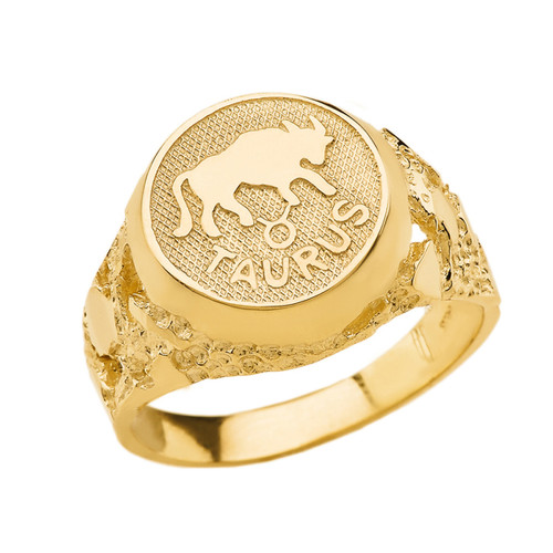 Yellow Gold Taurus Zodiac Sign Nugget Ring