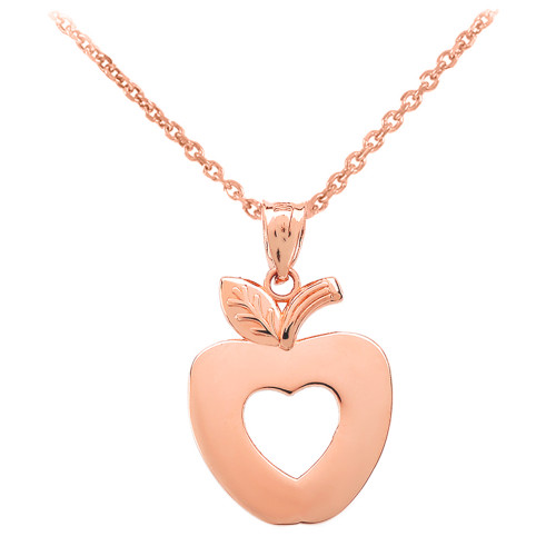 Rose Gold Apple Heart Pendant Necklace