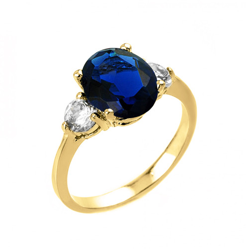 Yellow Gold (LCS) Sapphire and White Topaz Ring