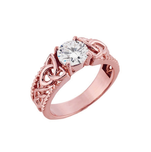 Rose Gold Celtic Knot Cubic Zirconia Ring