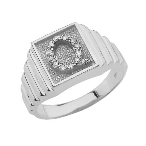 Sterling Silver Diamond Initial Q Ring