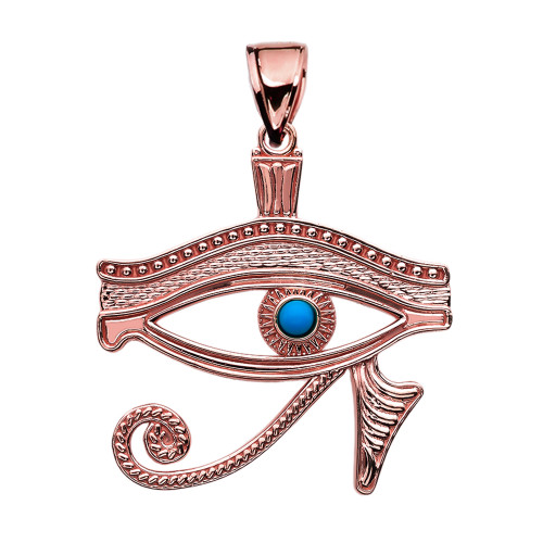 Eye of Horus Rose Gold Turquoise Pendant Necklace