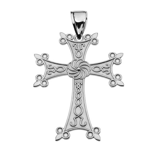 Eternity Armenian Cross "Khachkar" Sterling Silver  Pendant Necklace (Medium)