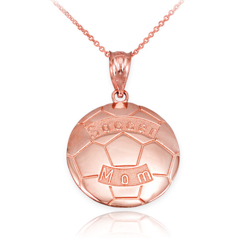 Rose Gold Soccer Mom Soccer Ball Sports Pendant Necklace