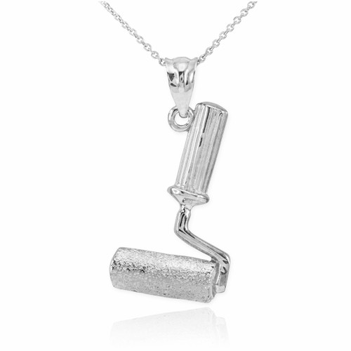 Sterling Silver Paint Roller Pendant Necklace