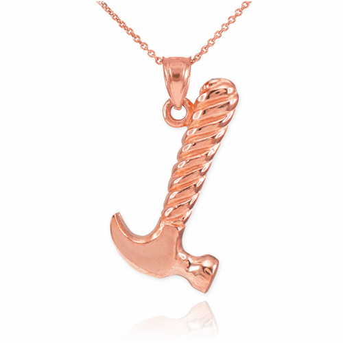 Rose Gold Hammer Pendant Necklace