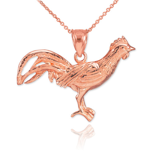 Rose Gold Rooster Pendant Necklace