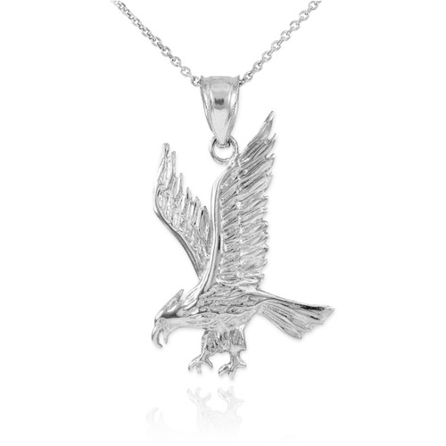 Solid White Gold Eagle Pendant Necklace