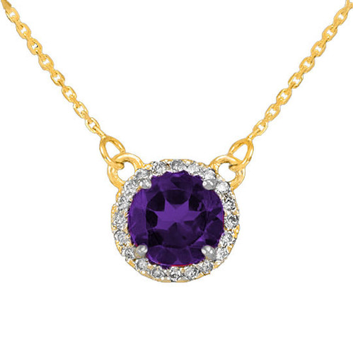 14k Gold Diamond Amethyst Necklace